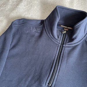 Michael Kors Quarter 1/4 Zipper Pull Over Sweater Sz Men Large Navy Blue NEW